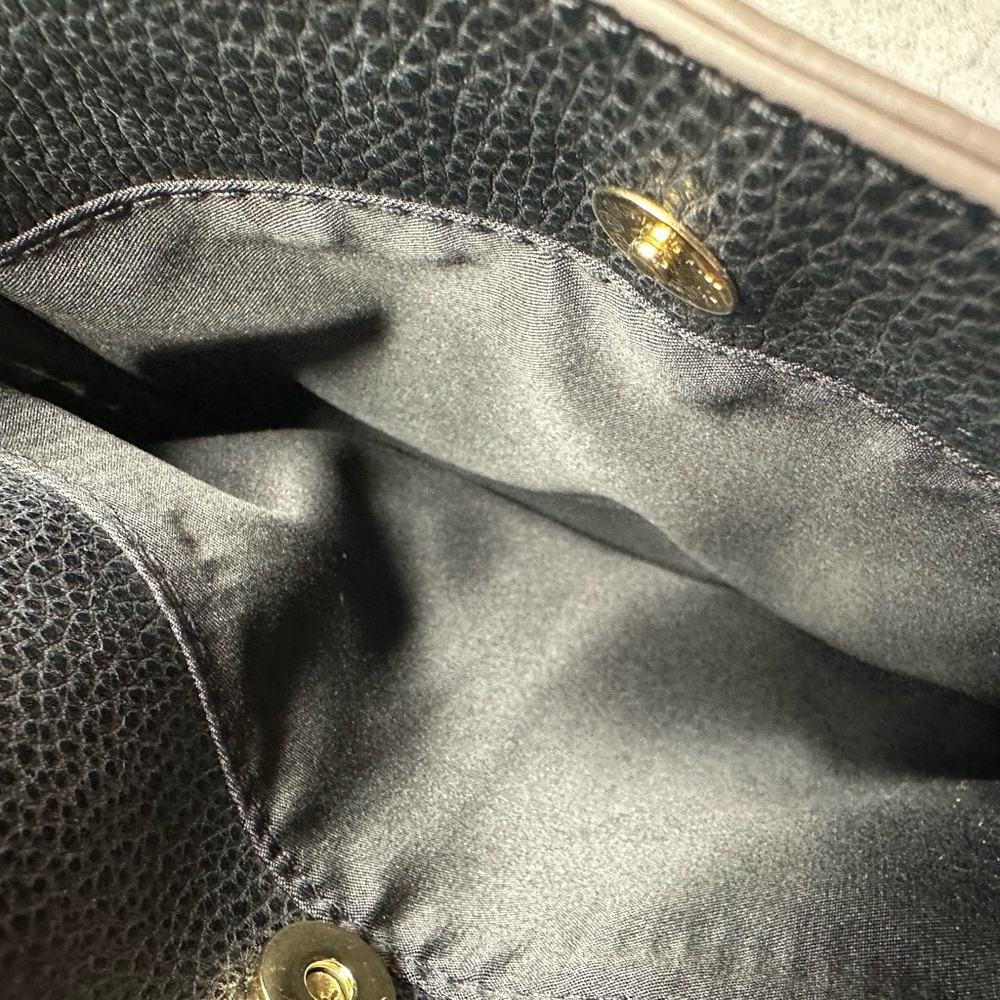 Jasper J Conran Black Pebbled Faux Leather Bucket Bag – Orange Strap – Like New - Picture 5 of 6